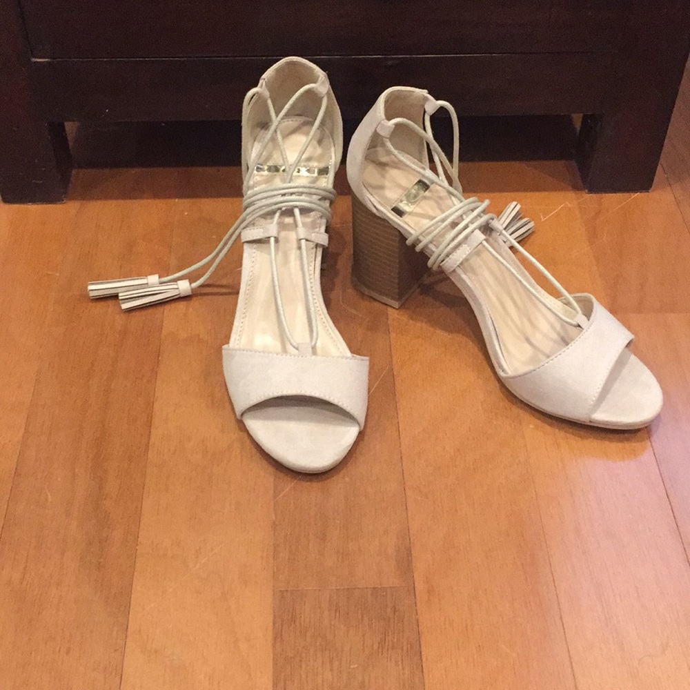 Lace Up Suede Heels